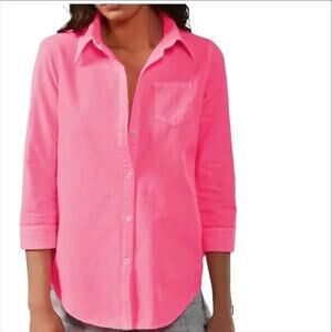 Elizabeth & James Neon Pink Button Up size Medium preppy feminine barbiecore